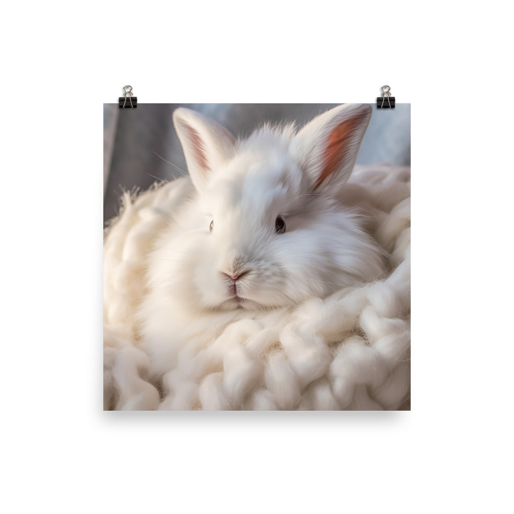 Angora Bunny in a Cozy Setting Photo paper poster - PosterfyAI.com