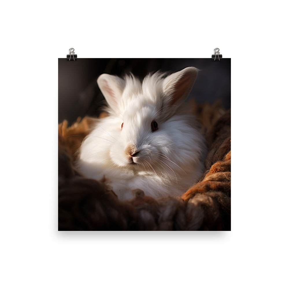 Angora Bunny in a Cozy Setting Photo paper poster - PosterfyAI.com