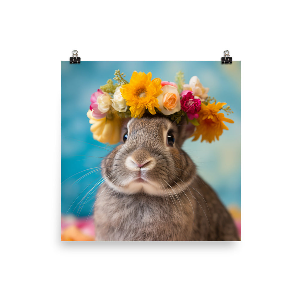 American Bunny with a Crown Photo paper poster - PosterfyAI.com