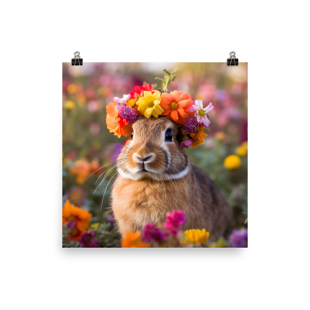 American Bunny with a Crown Photo paper poster - PosterfyAI.com