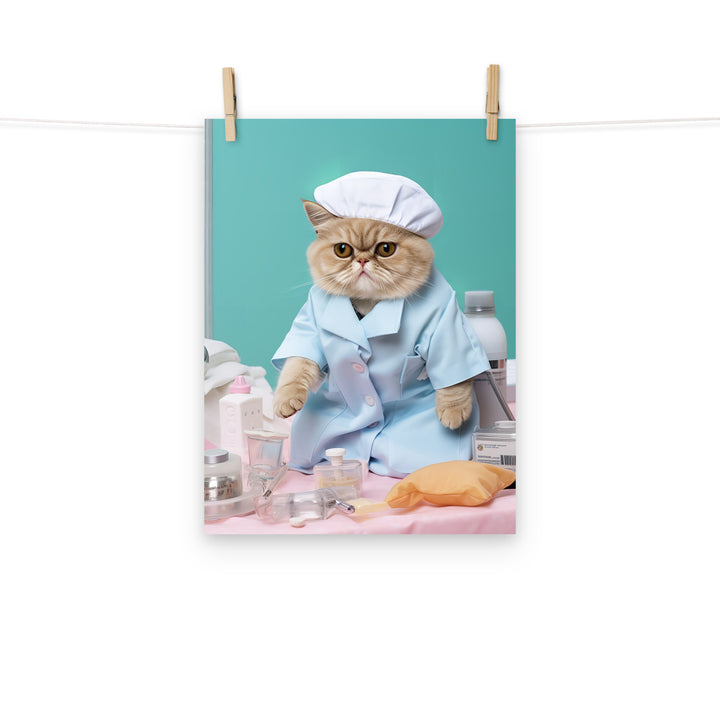 Exotic Shorthair Nurse Photo paper poster - PosterfyAI.com