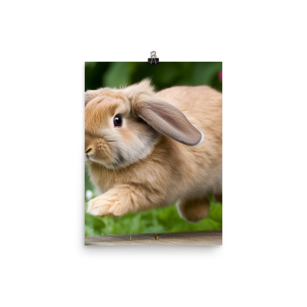 American Fuzzy Lop in the Garden Photo paper poster - PosterfyAI.com