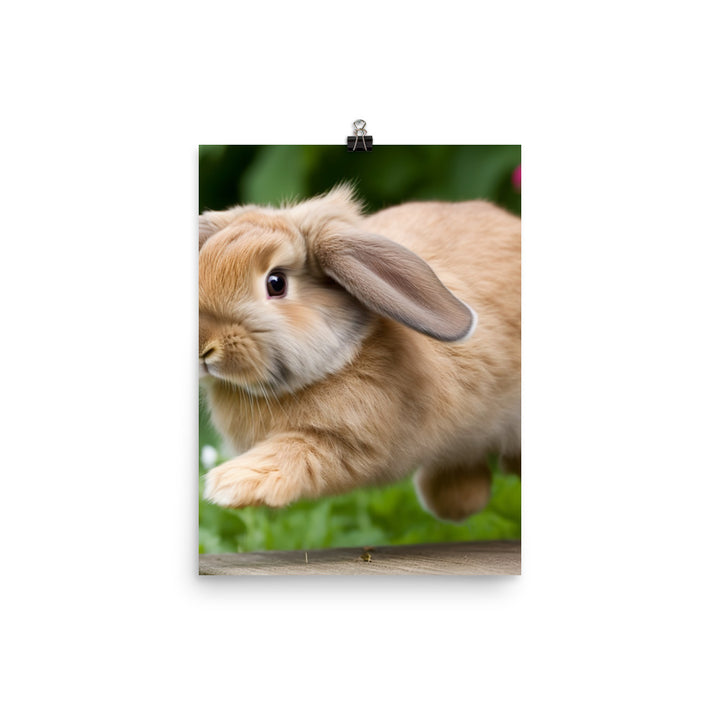 American Fuzzy Lop in the Garden Photo paper poster - PosterfyAI.com