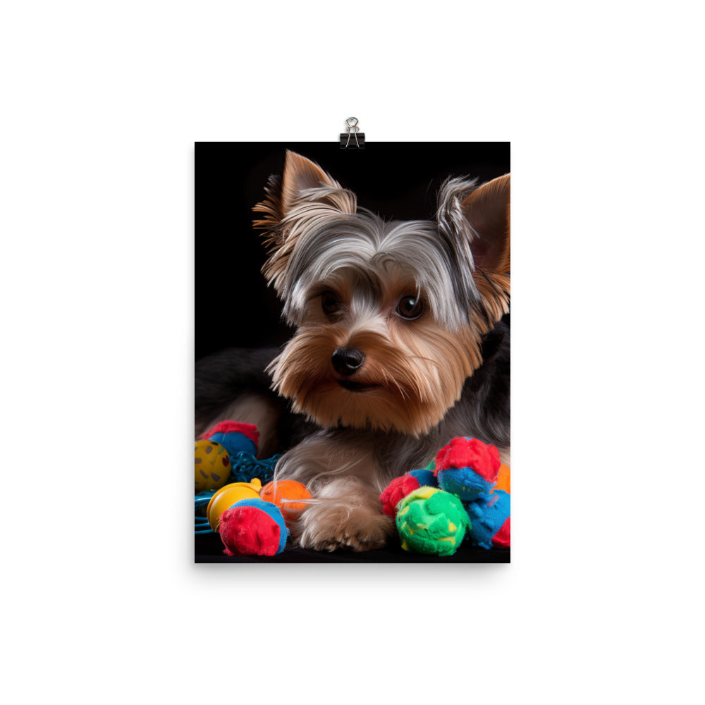 Yorkshire Terrier with Toys Photo paper poster - PosterfyAI.com