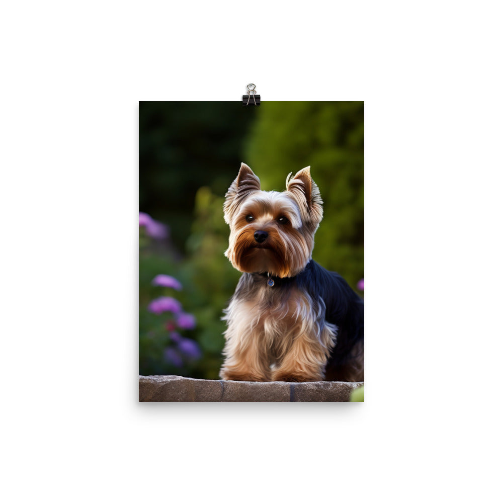 Yorkshire Terrier in the Garden Photo paper poster - PosterfyAI.com