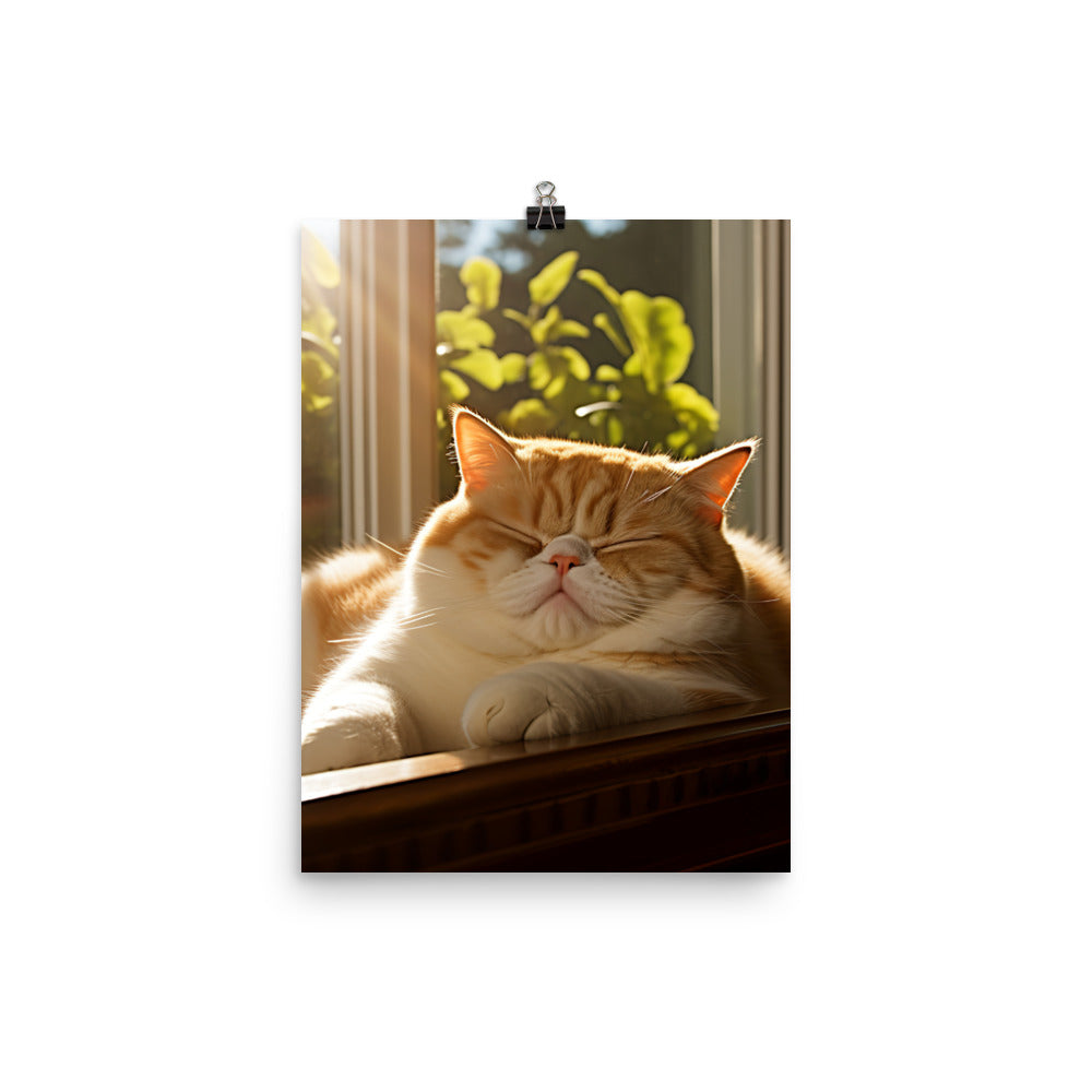 Exotic Shorthair Cat Napping Photo paper poster - PosterfyAI.com