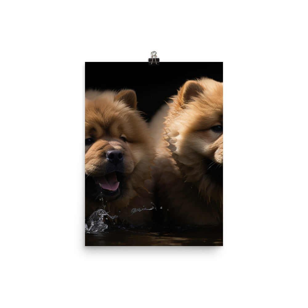 Two Chow Chows Having Fun Photo paper poster - PosterfyAI.com