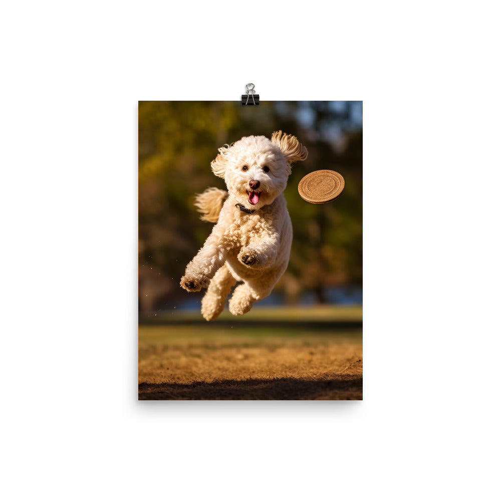 The Playful Poodle in Action Photo paper poster - PosterfyAI.com