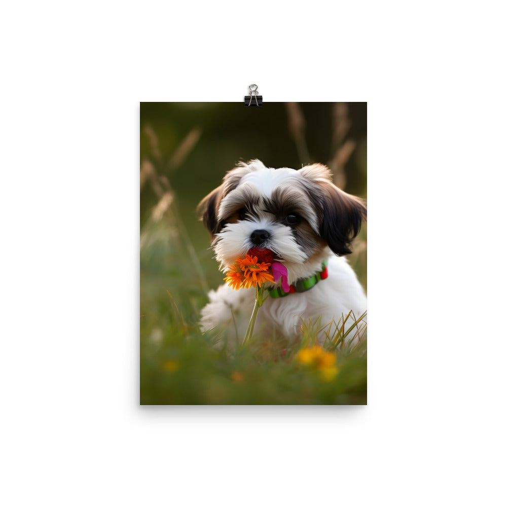 Sweet and Playful Shih Tzu Photo paper poster - PosterfyAI.com