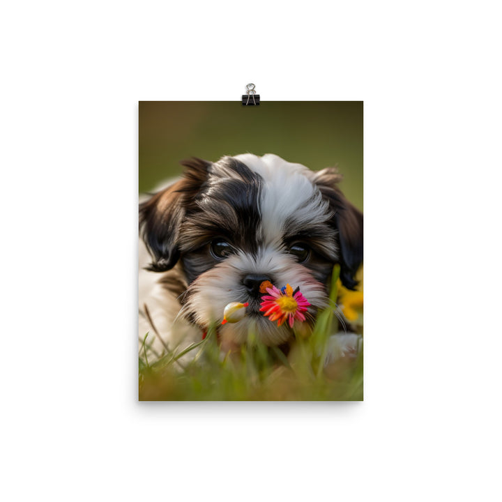 Sweet and Playful Shih Tzu Photo paper poster - PosterfyAI.com