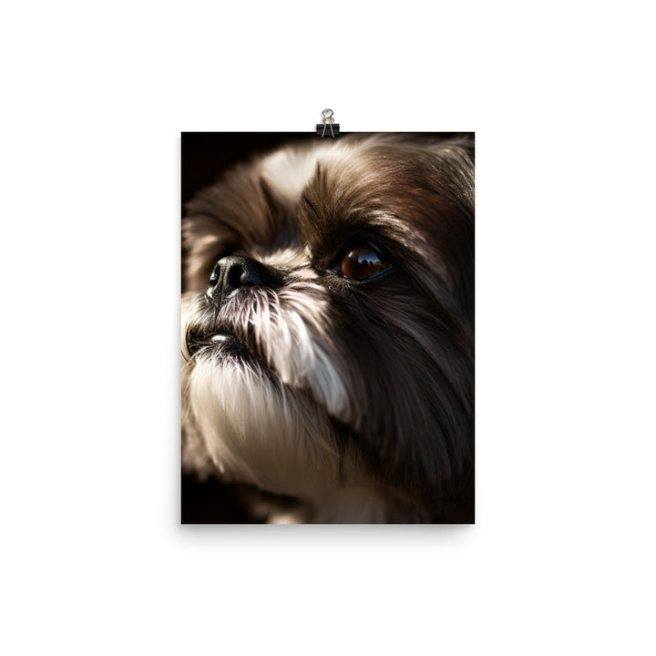 Shih Tzu Portrait in Soft Lighting Photo paper poster - PosterfyAI.com