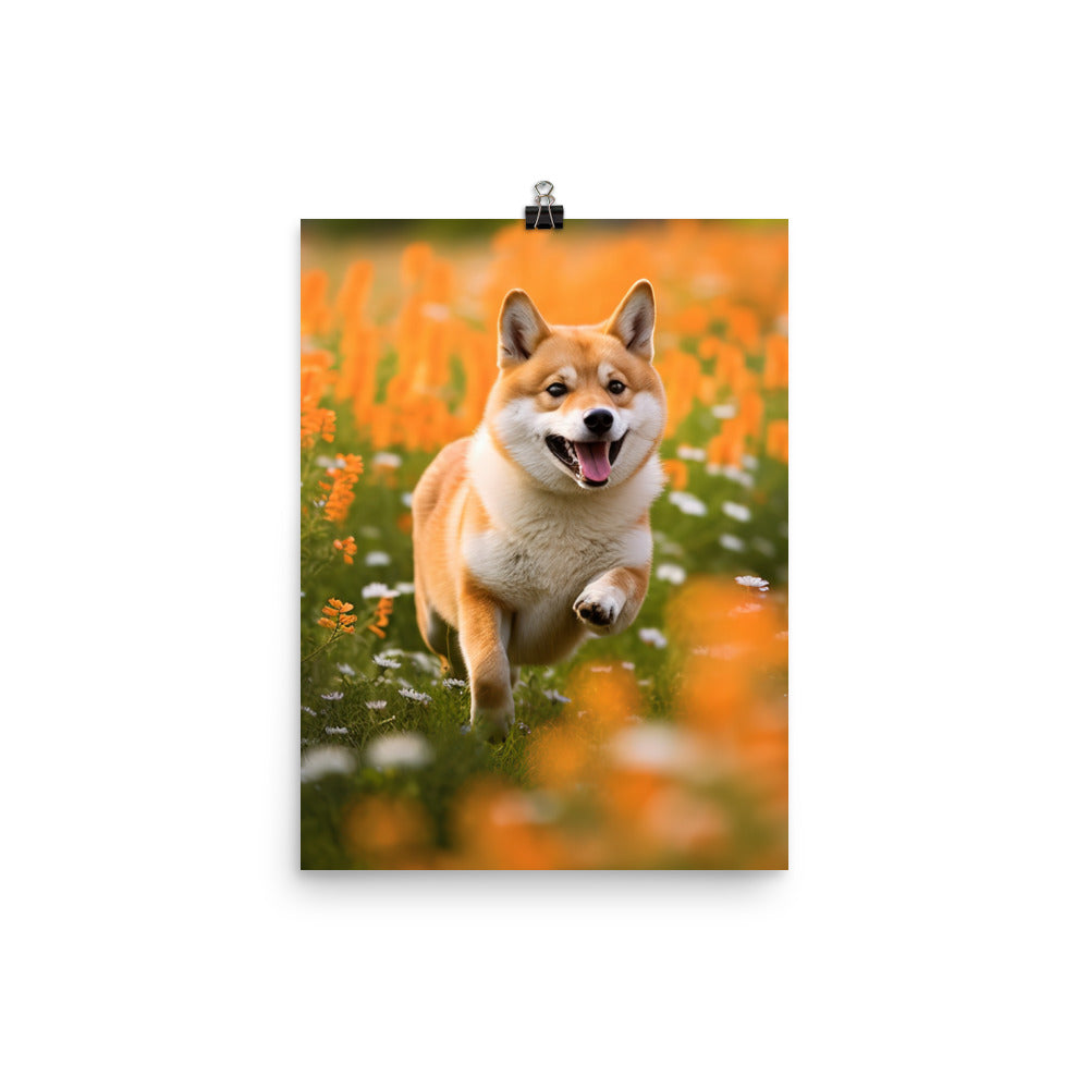 Shiba Inu Running Photo paper poster - PosterfyAI.com