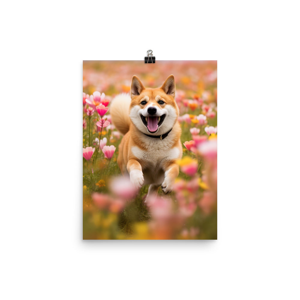 Shiba Inu Running Photo paper poster - PosterfyAI.com