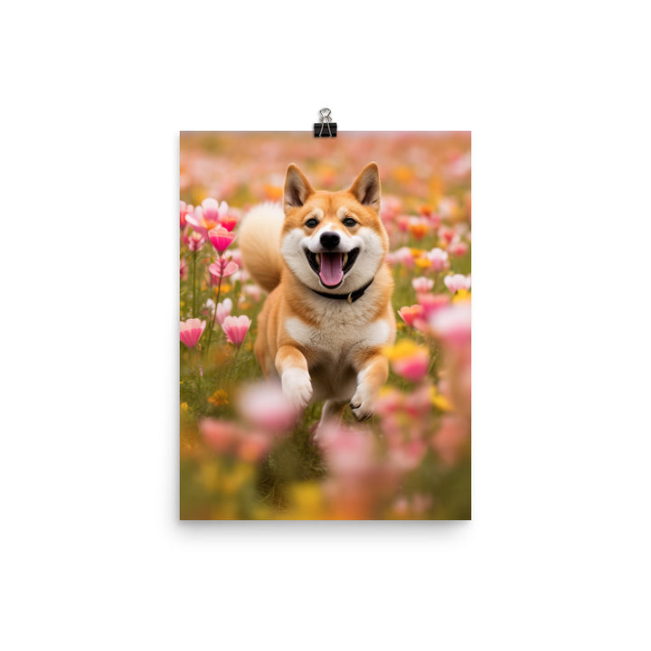 Shiba Inu Running Photo paper poster - PosterfyAI.com