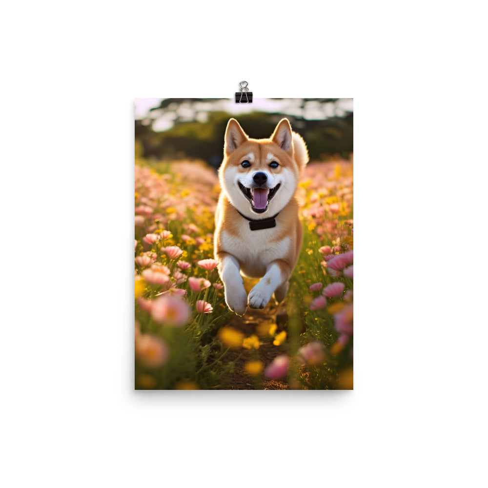 Shiba Inu Running Photo paper poster - PosterfyAI.com