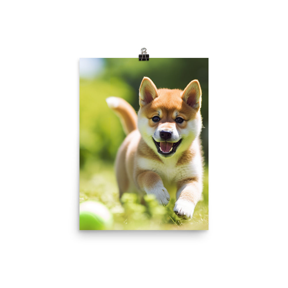 Shiba Inu Pup Playing Photo paper poster - PosterfyAI.com