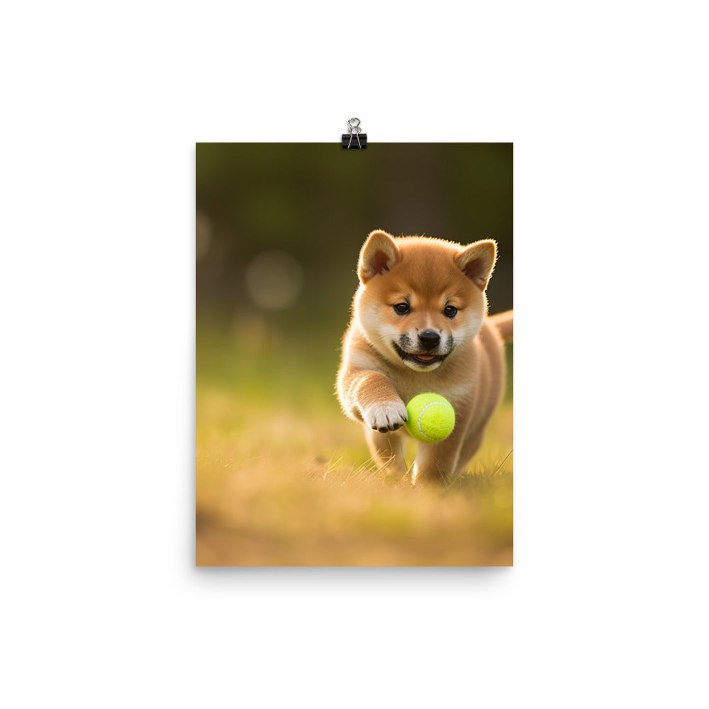 Shiba Inu Pup Playing  Photo paper poster - PosterfyAI.com