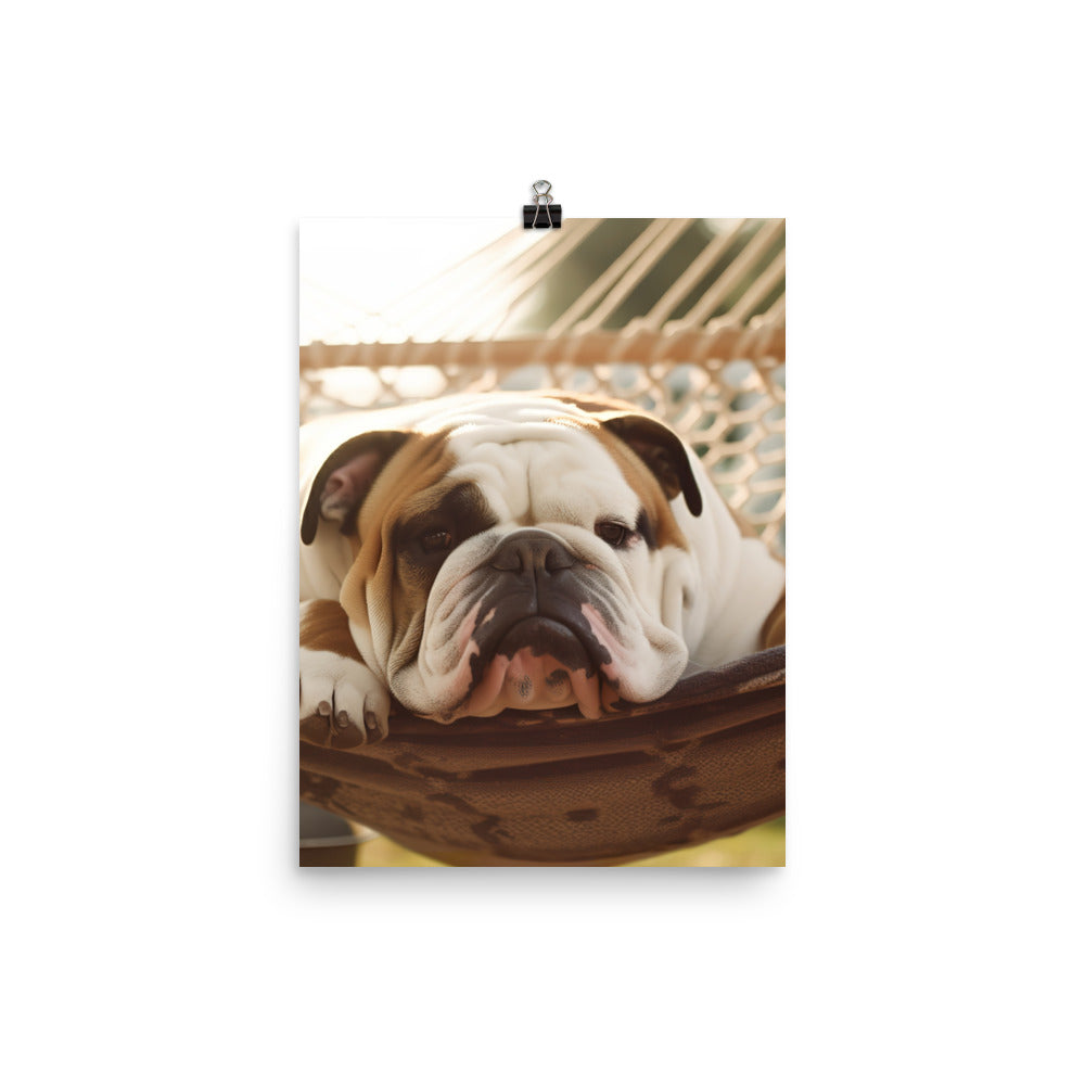 Relaxing Bulldog in the Hammock Photo paper poster - PosterfyAI.com