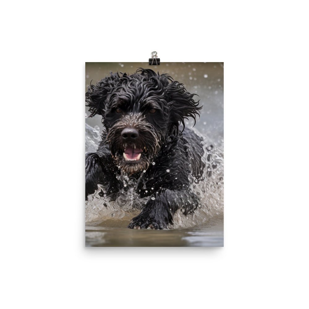 Portuguese Water Dog playing Photo paper poster - PosterfyAI.com