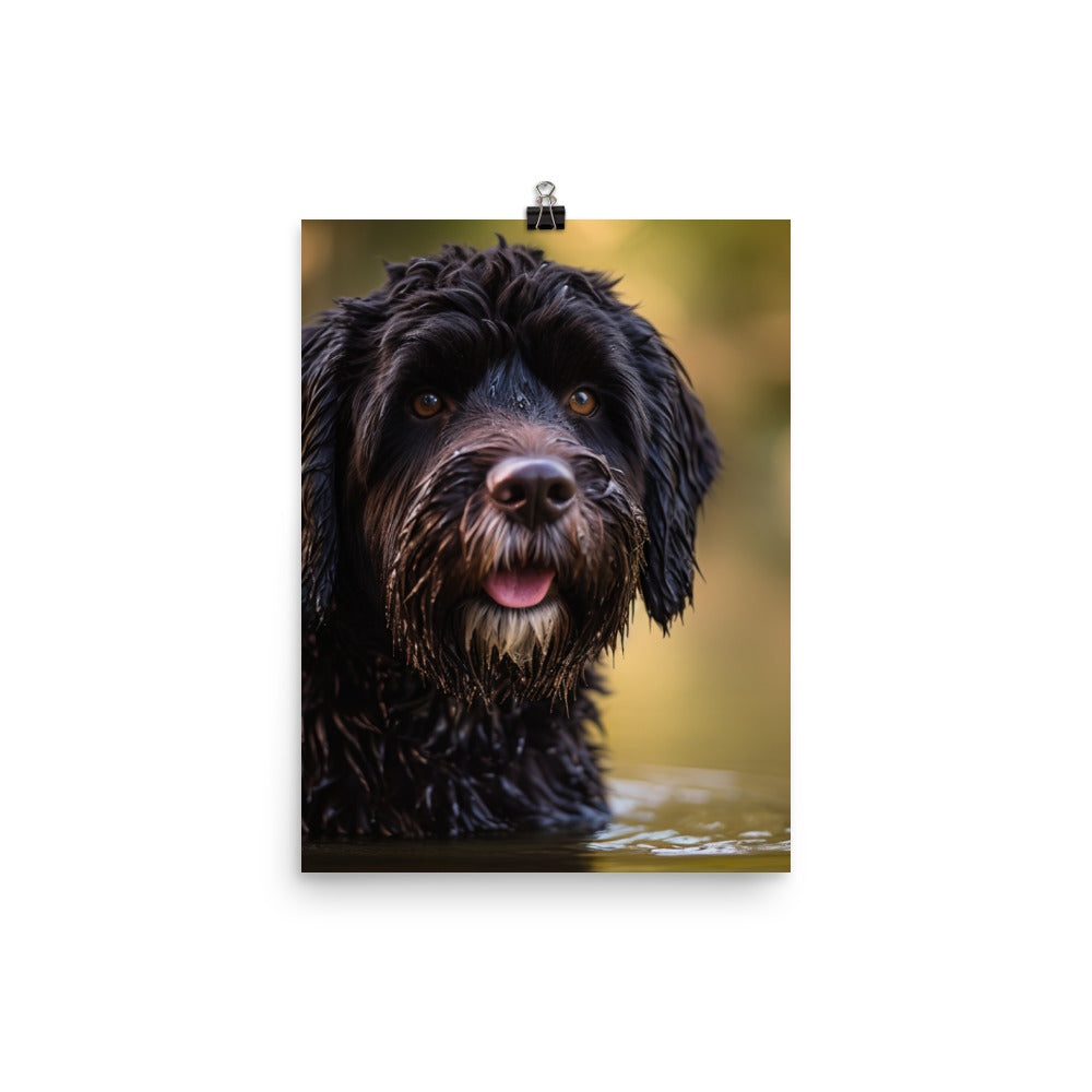 Portrait of a Portuguese Water Dog Photo paper poster - PosterfyAI.com