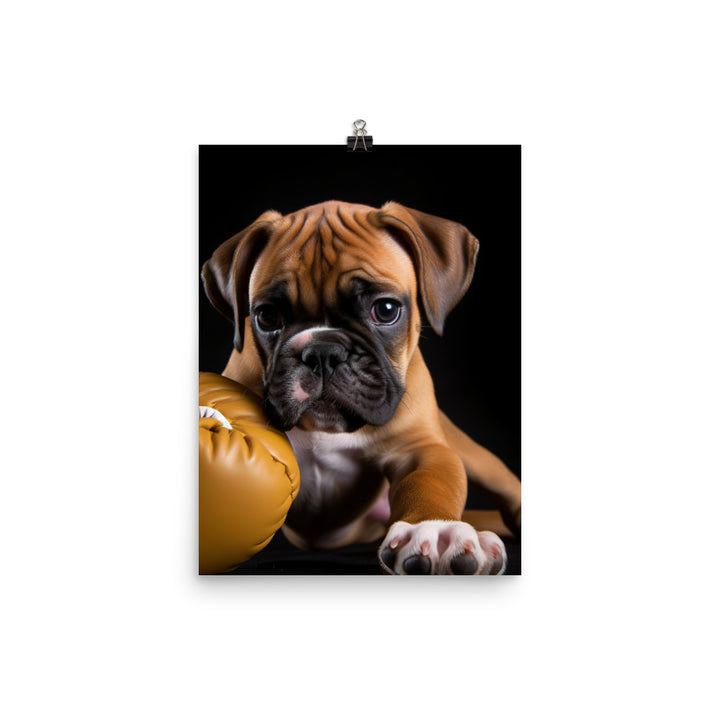 Playful Boxer Pup Photo paper poster - PosterfyAI.com