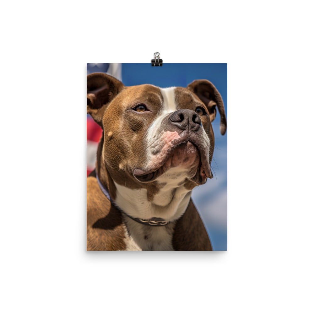 Patriotic American Staffordshire Terrier Photo paper poster - PosterfyAI.com