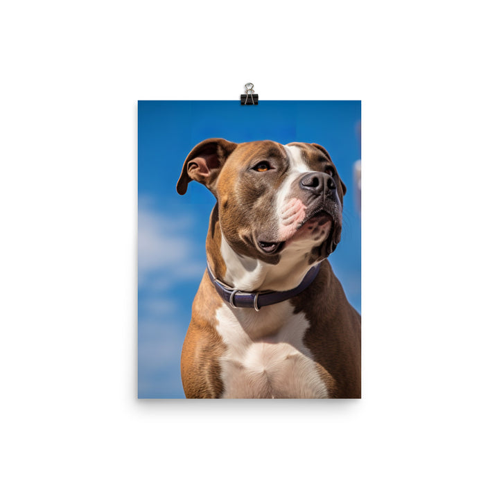 Patriotic American Staffordshire Terrier Photo paper poster - PosterfyAI.com