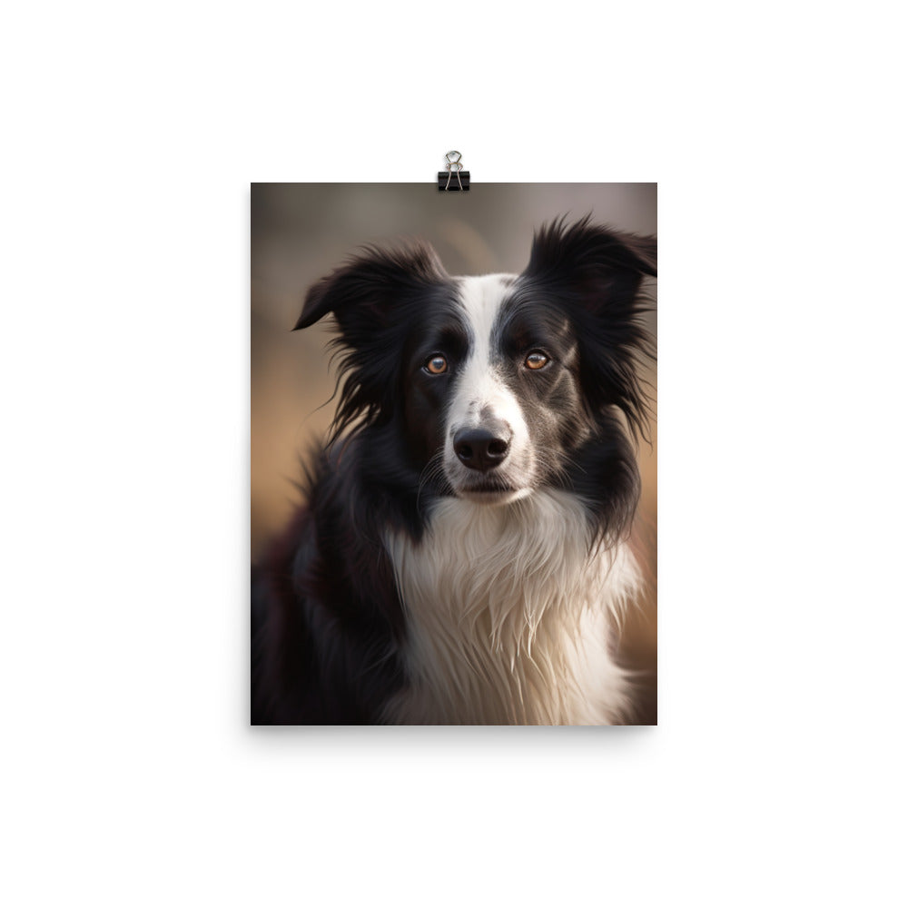 Majestic Border Collie Portrait Photo paper poster - PosterfyAI.com