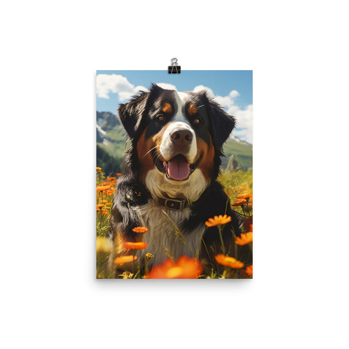 Majestic Bernese Mountain Dog Photo paper poster - PosterfyAI.com