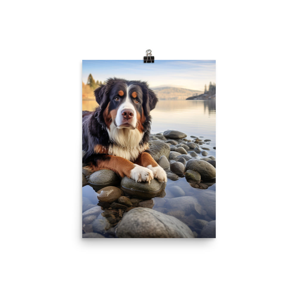 Loyal Bernese Mountain Dog Photo paper poster - PosterfyAI.com