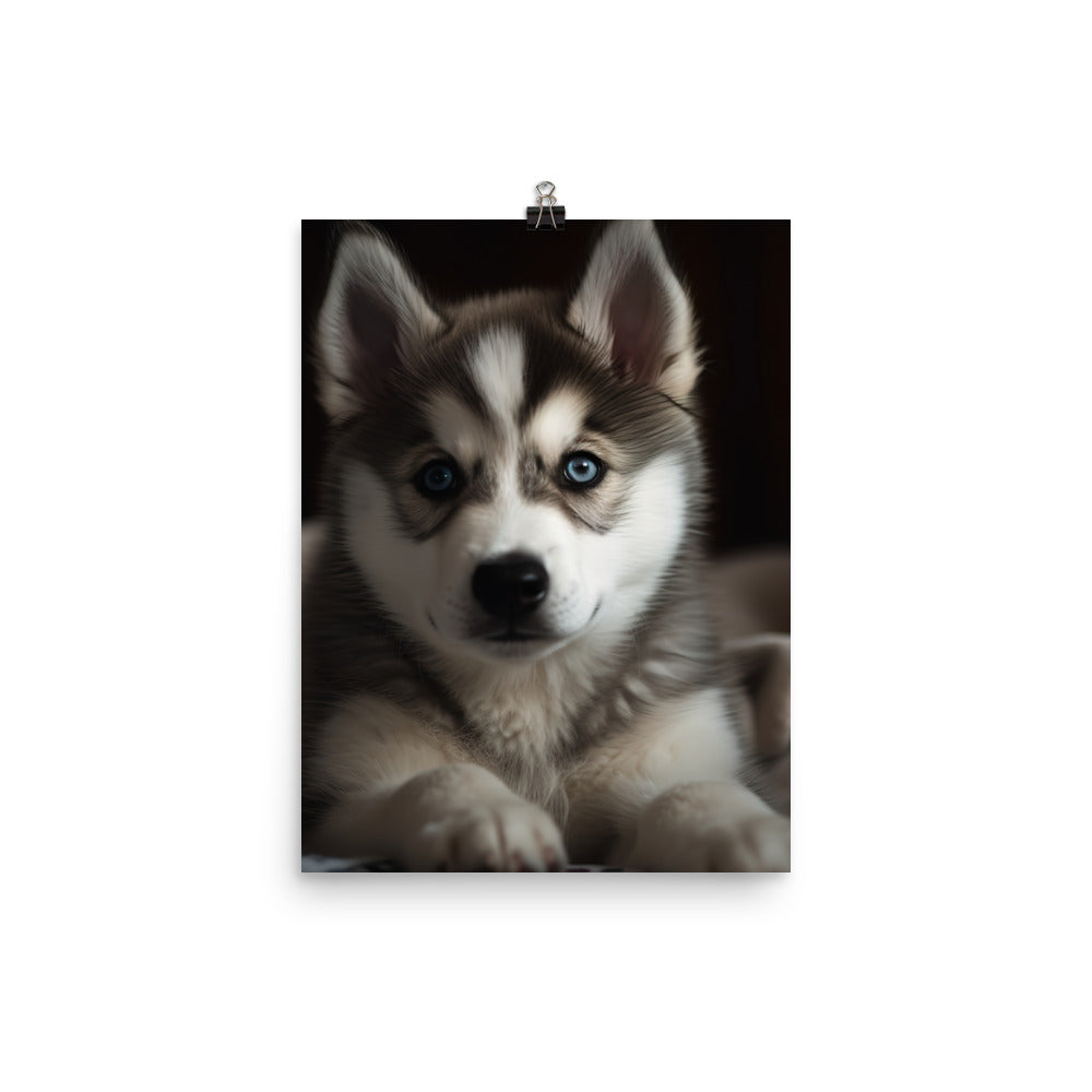 Gentle Alaskan Malamute Pup Photo paper poster - PosterfyAI.com