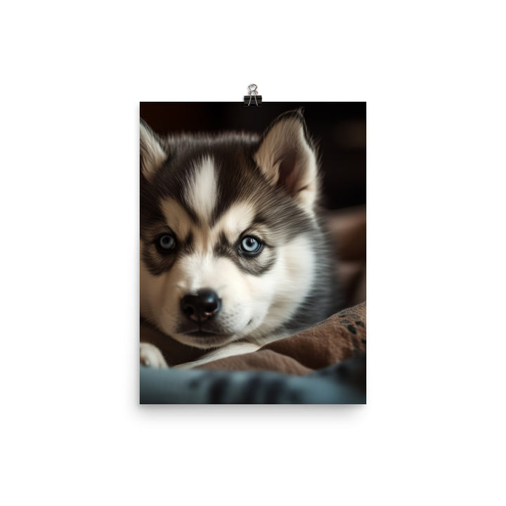 Gentle Alaskan Malamute Pup Photo paper poster - PosterfyAI.com