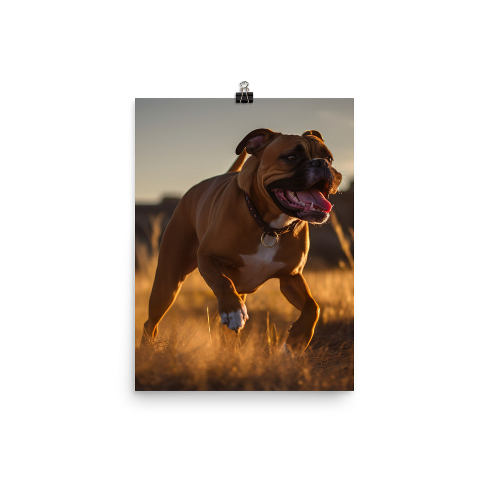 Energetic Boxer at Playtime Photo paper poster - PosterfyAI.com