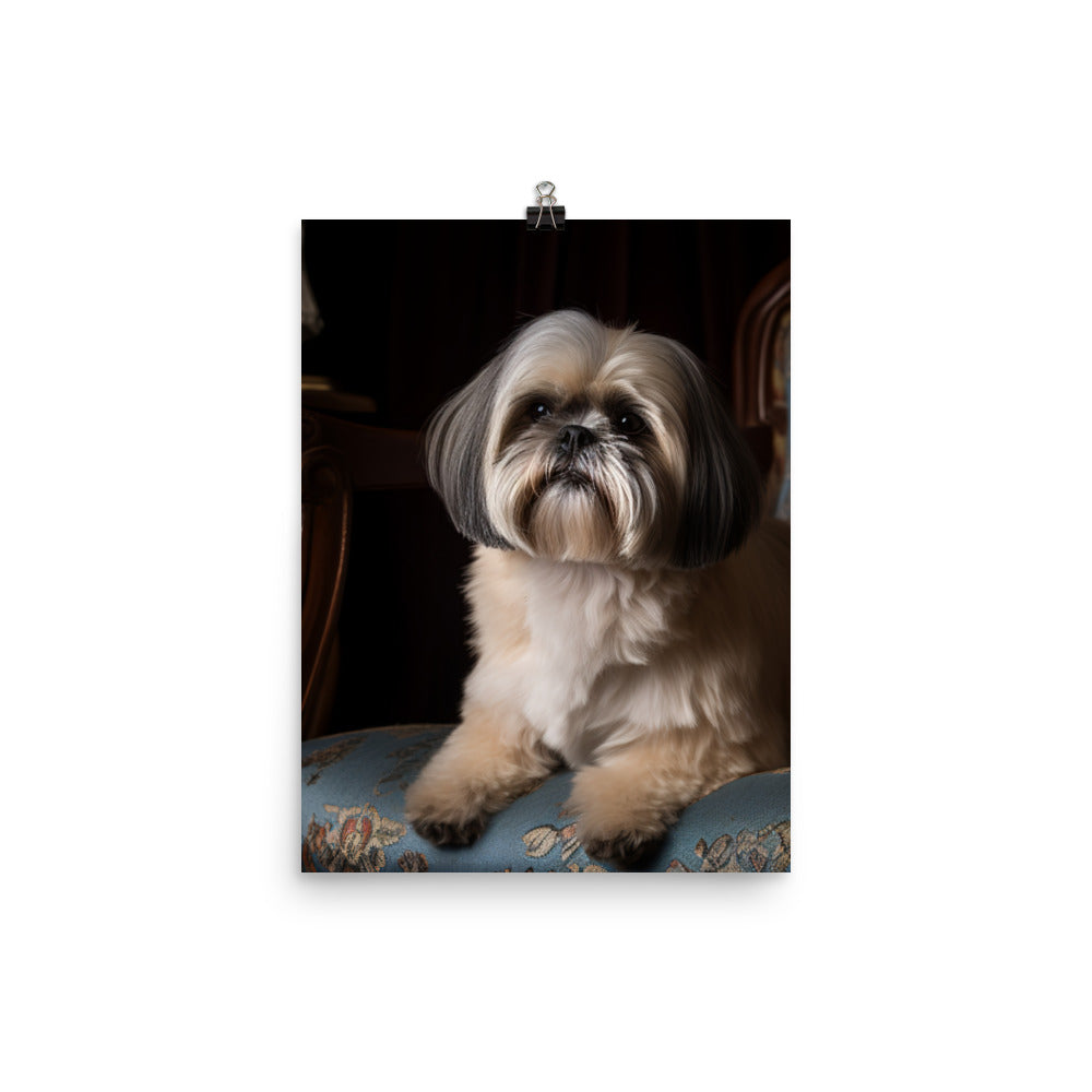 Elegant Shih Tzu Portrait Photo paper poster - PosterfyAI.com