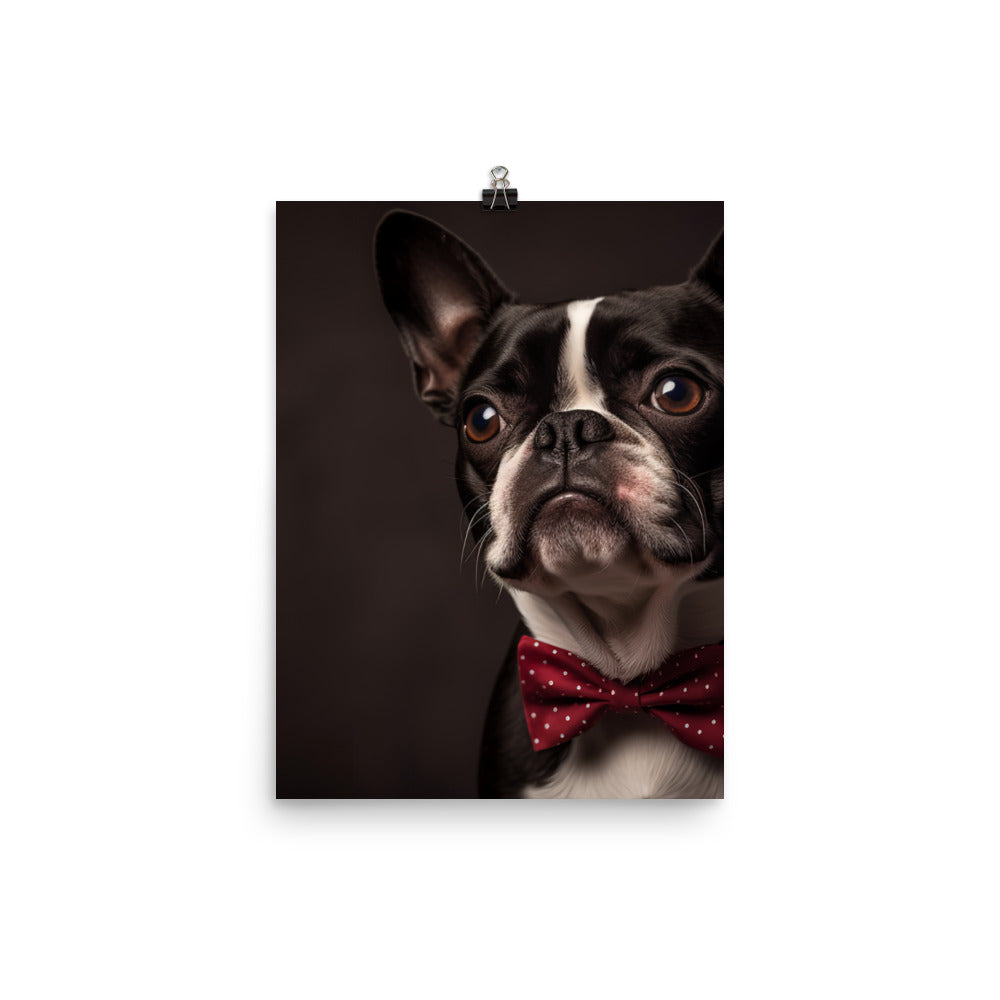 Elegant Boston Terrier Portrait Photo paper poster - PosterfyAI.com