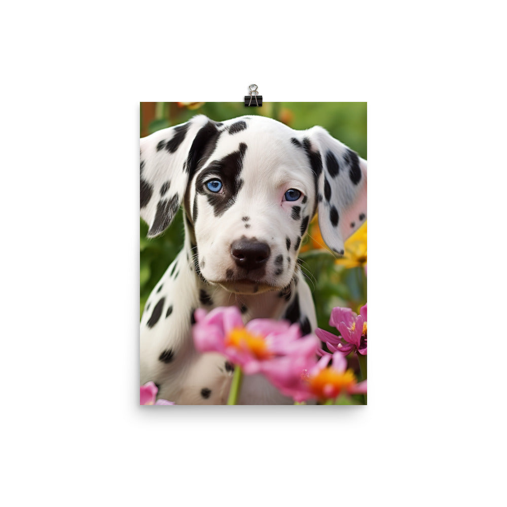 Dalmatian Pup in the Garden Photo paper poster - PosterfyAI.com