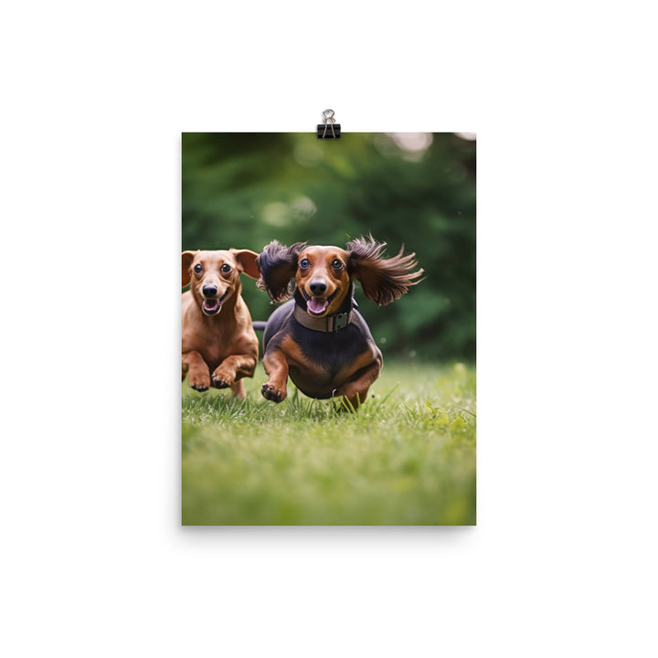 Dachshunds at Play in the Park Photo paper poster - PosterfyAI.com