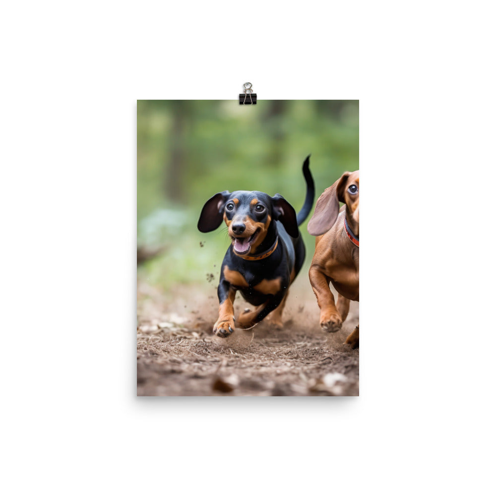 Dachshunds at Play in the Park Photo paper poster - PosterfyAI.com