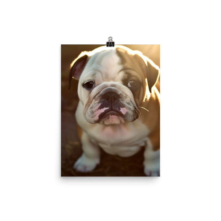 Cute Bulldog in the Sun Photo paper poster - PosterfyAI.com