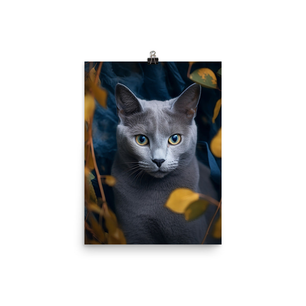 Russian Blue Cat Photo paper poster - PosterfyAI.com