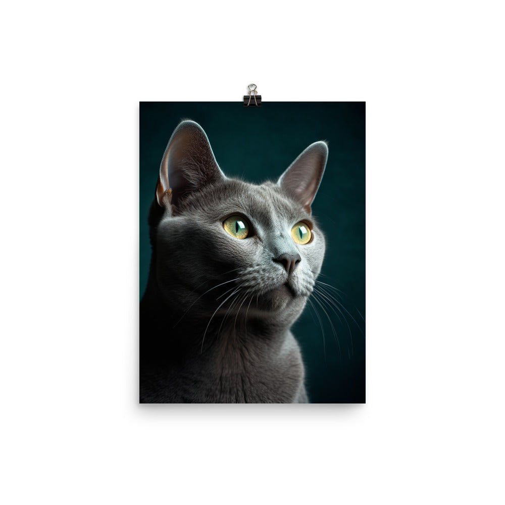 Gentle Nature of Russian Blue Cat Photo paper poster - PosterfyAI.com