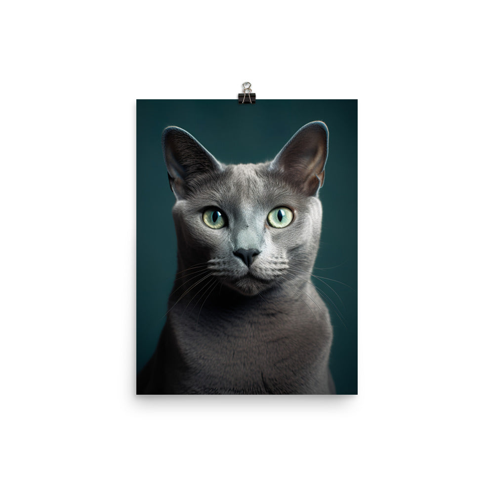 Gentle Nature of Russian Blue Cat Photo paper poster - PosterfyAI.com