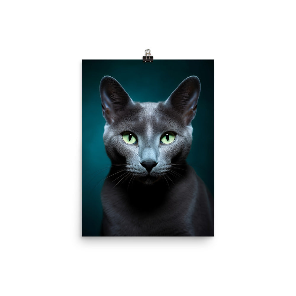 Charms of Russian Blue Cat Photo paper poster - PosterfyAI.com