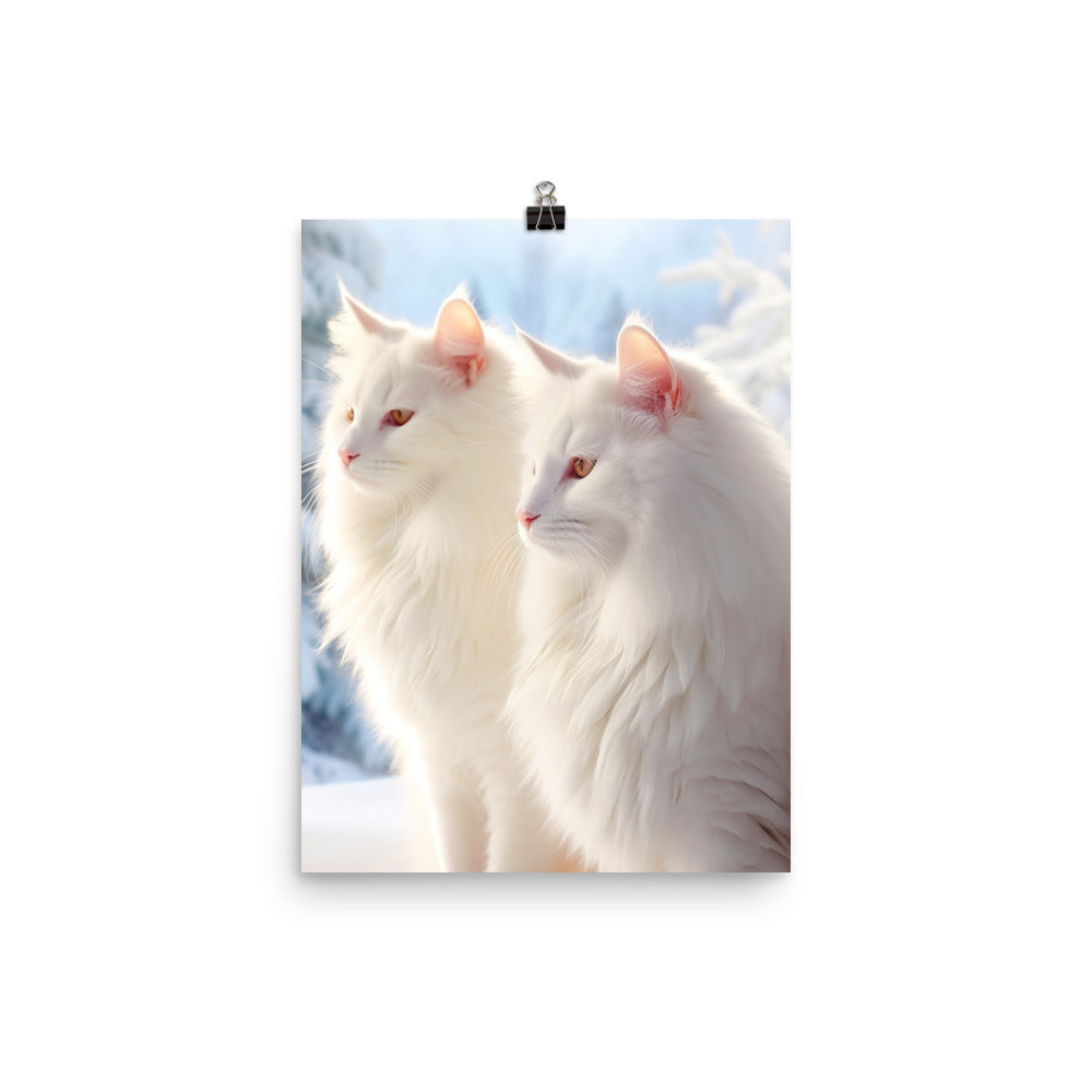 Turkish Van Cat in Winter Photo paper poster - PosterfyAI.com