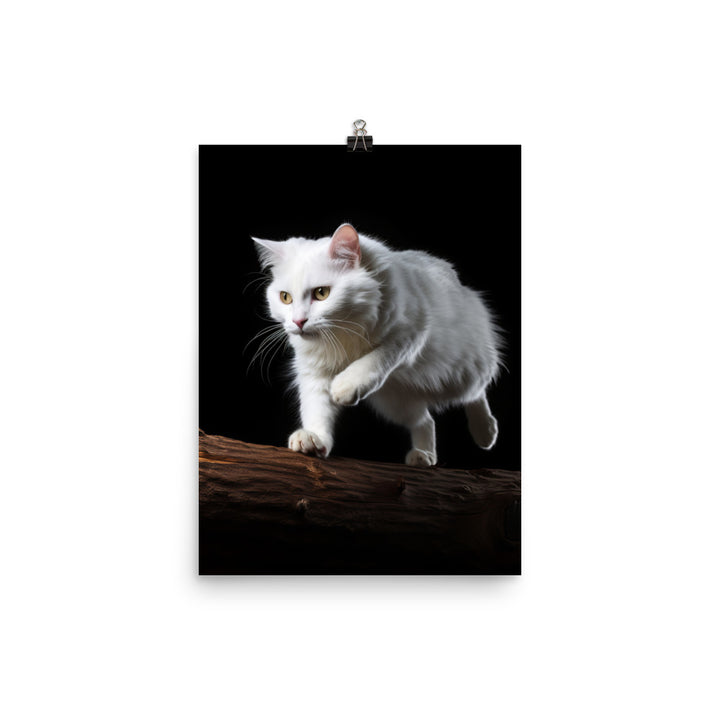 Turkish Van Cat in Action Photo paper poster - PosterfyAI.com