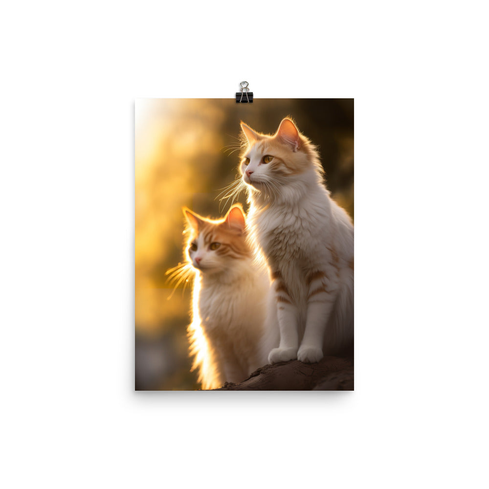 Turkish Van Cat Basking Photo paper poster - PosterfyAI.com