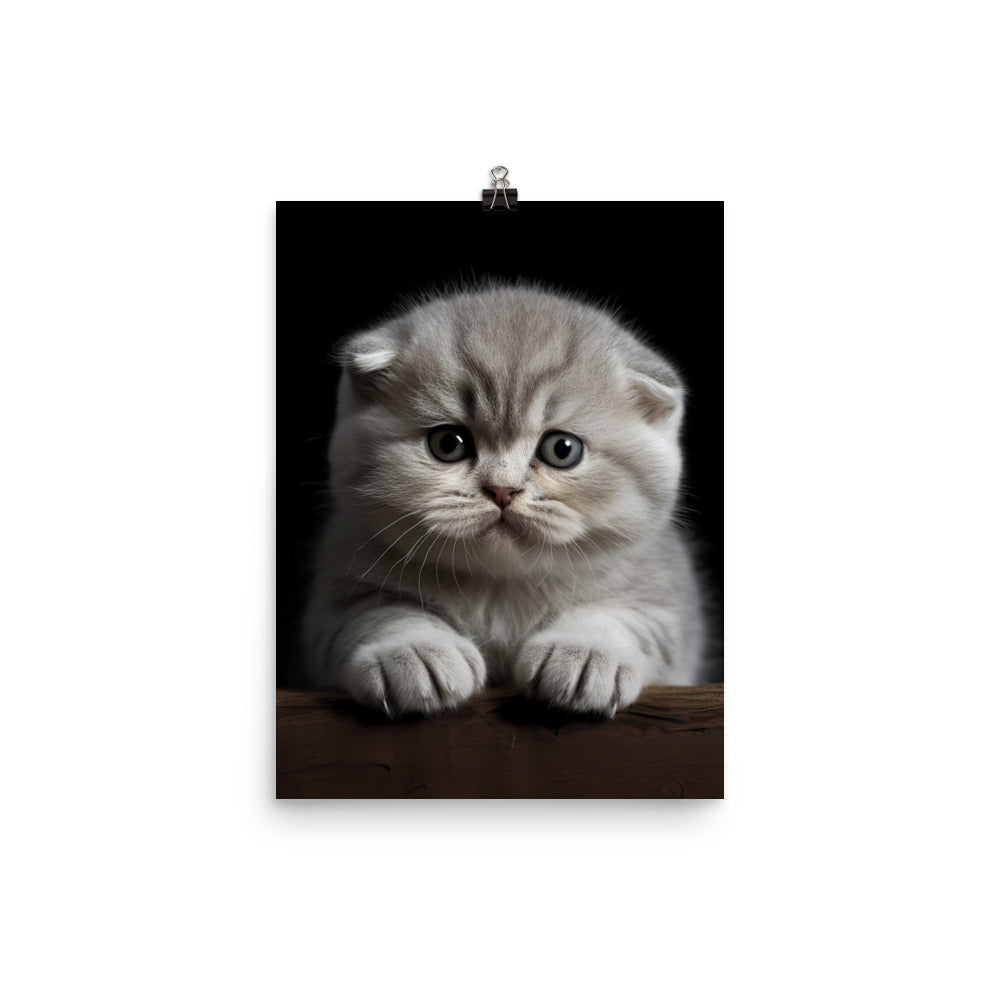 Scottish Fold Kitten Photo paper poster - PosterfyAI.com