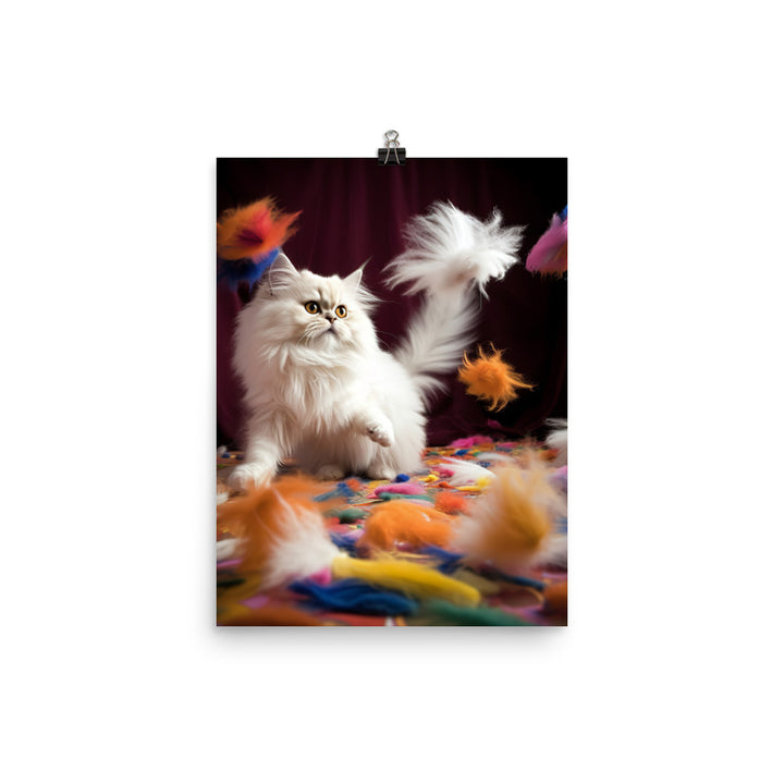 Persian Cat Playtime Photo paper poster - PosterfyAI.com