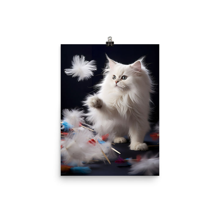 Persian Cat Playtime Photo paper poster - PosterfyAI.com