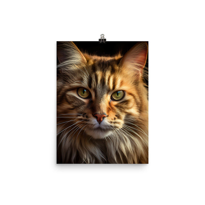 Majestic Maine Coon Portrait Photo paper poster - PosterfyAI.com